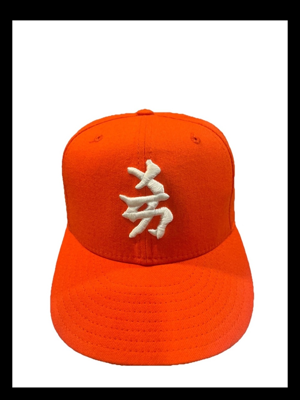 Vintage New York Yankees Kanji 59FIFTY Fitted Hat Cap 7 1/4 Orange Embroidered